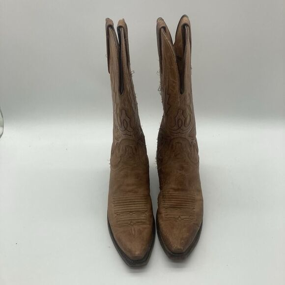 Womens 6.5B Lucchese Bootmaker Brown Bison Square Toe Cowboy Western Boots - Picture 3 of 12